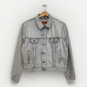 Vintage 90s Levis Denim  Jean Light Wash Blue Jacket Womens M Trucker‎ Chore USA